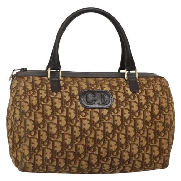 DIOR Trotter Canvas Boston Bag Brown Gold - Picture 1 of 12